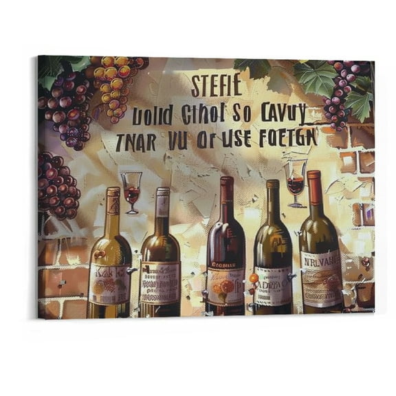 Patifu Wine Pictures Wall Decor Kitchen Canvas Wall Art Neutral Brown Wine Bottles Art for Dining Room Living Room Rustic Farmhouse Wall Decorations Retro Pictures Motivational 20x16in