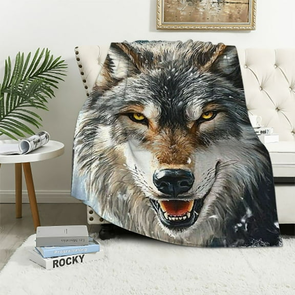 Patifu Wolf Blanket Soft Warm Plush Wild Animal Throw Blanket Lightweight Plush Fuzzy Cozy Wolf Blanket Gifts for Lover Kids Adult Suitable for Couch Sofa Bed  40x50in