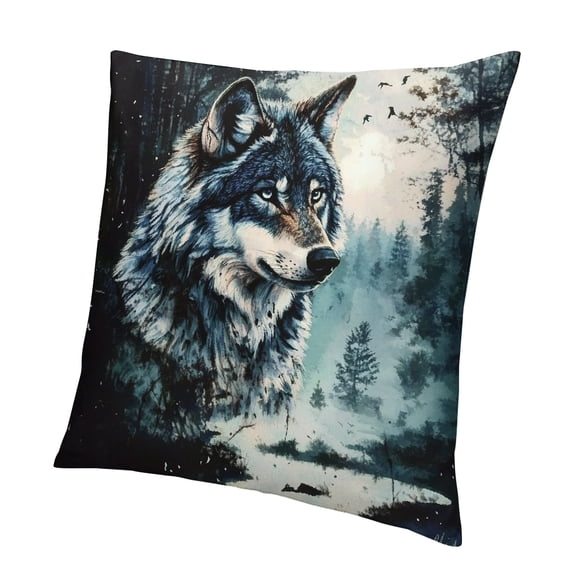 Patifu Wolf Pillow Wolf Pillow Covers  Wolf Pillow Wolf Bedding Decorative Pillow Cover, Wolf and Moon Decor for Home,Wolf and Moon Pillow Cover for Couch 18x18in