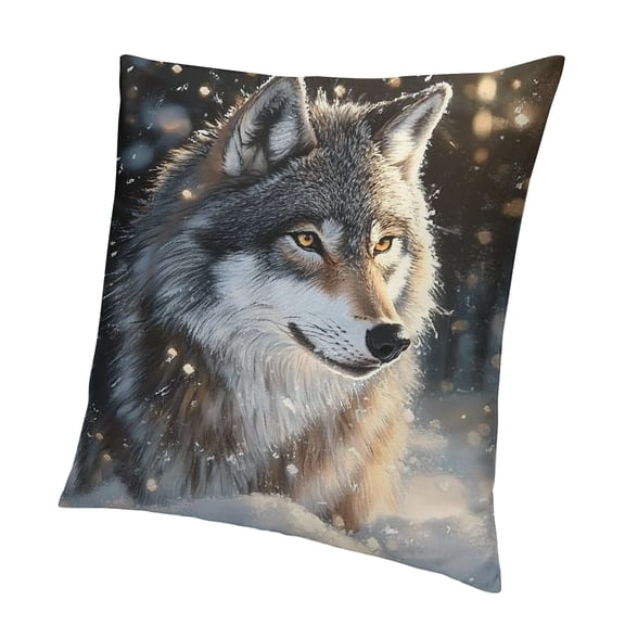Patifu Wolf Reversible Throw Pillow Covers Snow Mountain Pillow Covers Animal Wolves Square Cushion Covers Mountain Wolf Throw Pillowcases for Sofa Couch Chair Chestnut Brown 18x18in