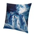 thumbnail image 1 of Patifu Wolf Reversible Throw Pillow Covers  Wolves Howling Pillow Covers Animal Wolves Square Cushion Covers  Mountain Moon Wolf Room Purplish Blue Decor 12x12in, 1 of 5