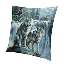 Patifu Wolfs Pillow Case Short Plush Home Furnishing 1PC 12x12in