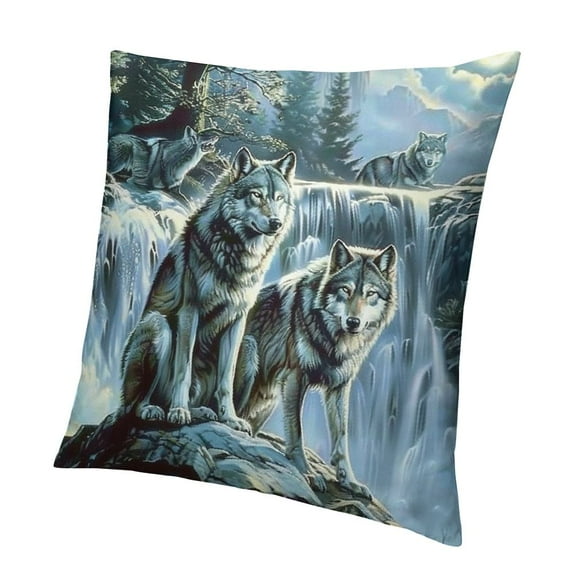 Patifu Wolfs Pillow Case Short Plush Home Furnishing 1PC 12x12in