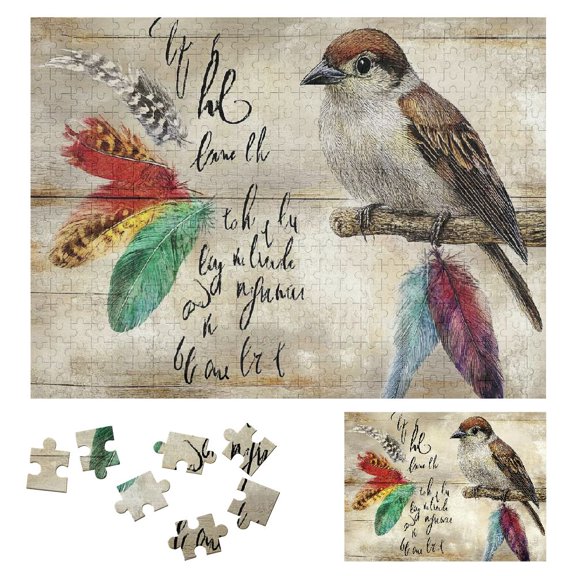 Patifu Wooden Jigsaw Puzzle Feathers Design Relaxing Challenge for Family Friends Gift Eco-Friendly Material 500 PCS