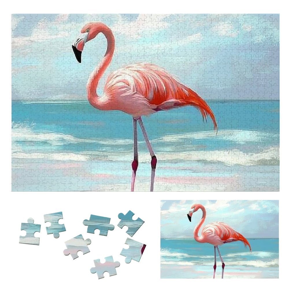 Patifu Wooden Jigsaw Puzzle Flamingo Theme Relaxing Gift for Family and ...