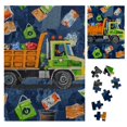 Patifu Wooden Jigsaw Puzzle Garbage Truck, Garbage Cans, Recycler Theme Vertical Puzzle for