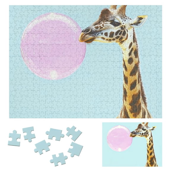 Patifu Wooden Jigsaw Puzzle Giraffe Bubble Surrealism Theme Family Friends Gift 500 PCS