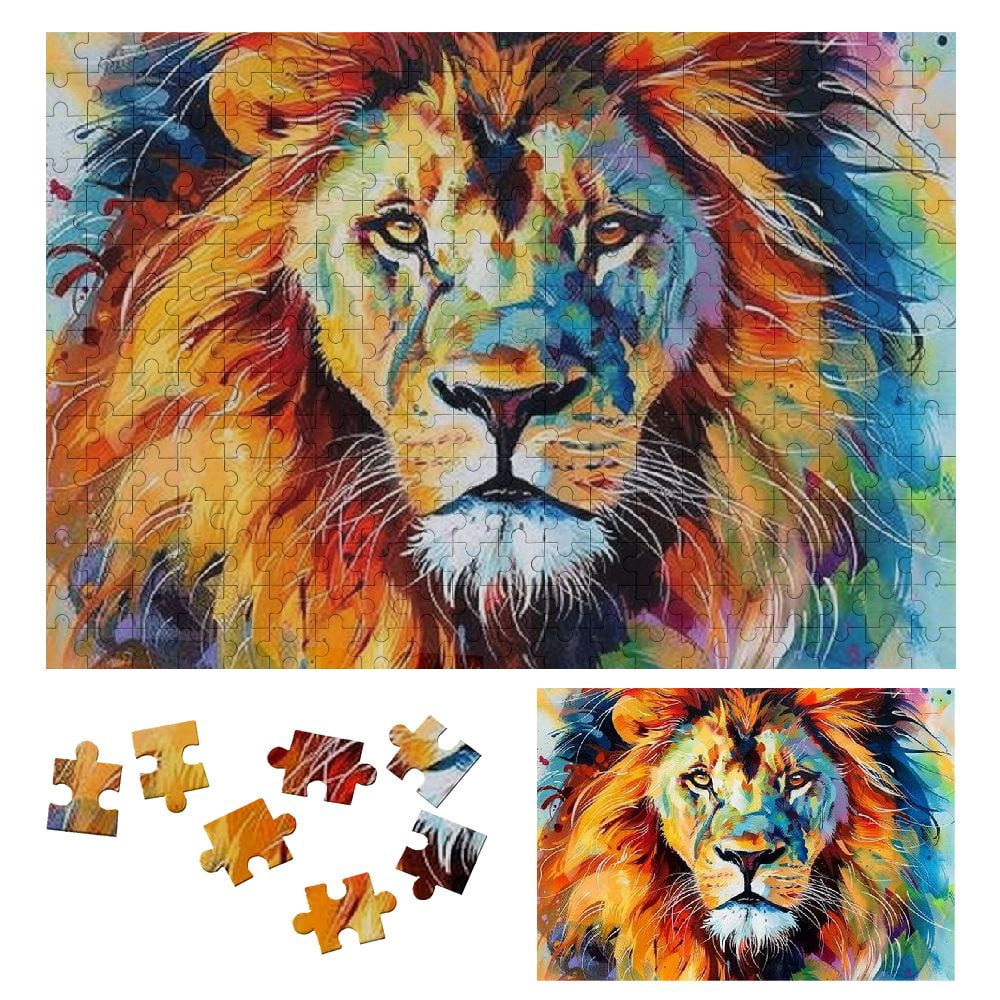 Patifu Wooden Jigsaw Puzzle Lion Colorful Mane Theme Leisure Game Toy ...