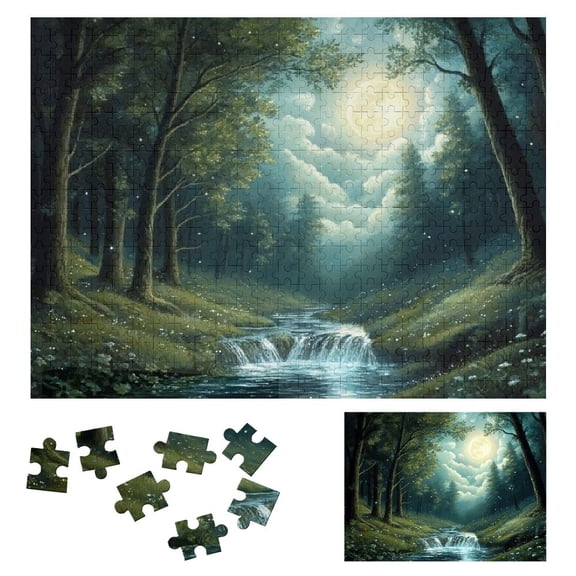 Patifu Wooden Jigsaw Puzzle Moon Theme Gift for Family Friends Eco-Friendly Wood Crafted Puzzle 500 PCS