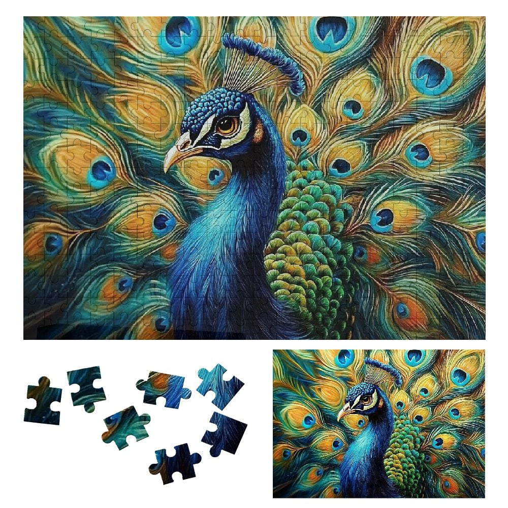 Golden Feathers 1000 Piece Wooden Jigsaw Puzzle - Personalized Photo Puzzle For Adults, Family Gift