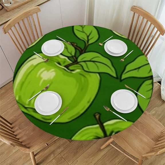 Patifu apple pattern round tablecloth stain resistant washable indoor and outdoor dining wedding party suitable for outdoor picnic camping and indoor kitchen dining Single-sided printing