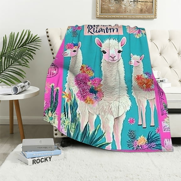 Patifu llamas Warm Lightweight Soft Fleece Blanket All Seasons Sofa Decor Gifts for Bed 40x50in