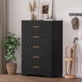 thumbnail image 1 of Patikuin 5 Drawers Tall Dresser for Bedroom, Modern Nightstand for Bedside Closet, Wood Chest of Drawers with Gold Handles, Wooden Storage Cabinet and Organizer for Living Room, Hallway, Entryway, 1 of 9