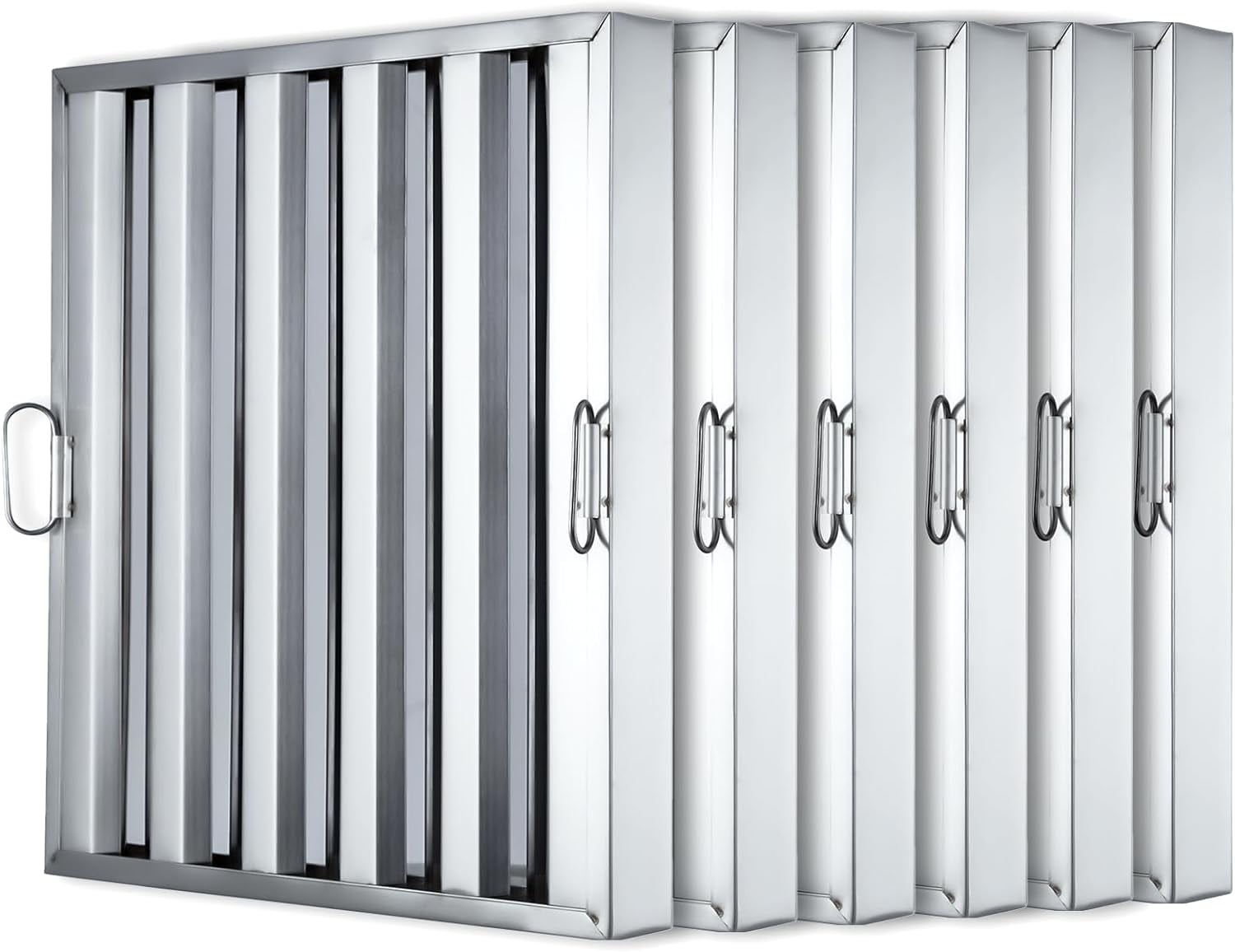 Patikuin Commerical Hood Filters 19.5W x 15.5H Inch, 430 Stainless Steel 5 Grooves, Range Hood Filters for Restaurant Kitchen Exhaust Hoods, Pack of 6