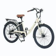 Patikuin Electric Cycle, 350W Brushless Motor, 26" Mountain Bike for Adults, 36V/10Ah Removable Battery, Max Speed 33 Miles/Hour, Use Larger Size LCD Display,7 Gears e-Bike,4 Modes, Beige
