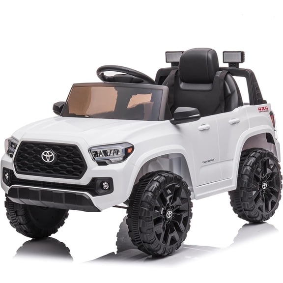 Patikuin Electric Kids Ride on Cars 12V Battery Powered for Ages 2-6 Licensed Toyota Tacoma,Kids' Electric Vehicles with Remote Control White