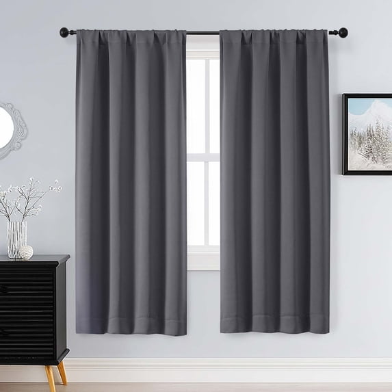 Patin Grey Blackout Curtains for Bedroom 63 Inch Length 2 Panels Set ...