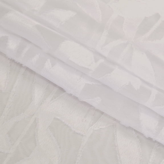 Patin White Sheer Curtains 2 Panels 42 x 63 Inch, Jacquard Leaves Voile Bedroom Curtains for Living Room, Farmhouse Light Filtering Rod Pocket Drapes for Home Decor