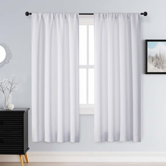 Patin Pure White Curtains for Living Room 63 Inch Length 2 Pcs, Light ...