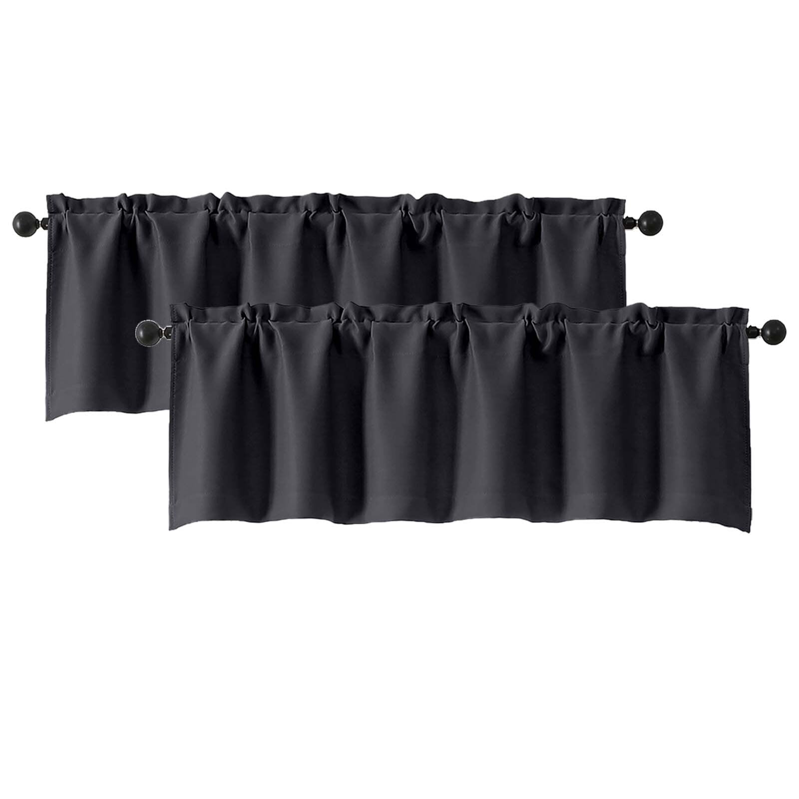 Patin Black Blackout Curtains 16 Inch Length 2 Pcs, Thermal Insulated
