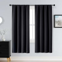 Patin Black Blackout Curtains 63 Inch Length 2 Panels Set, Bedroom Decor Thermal Insulated Blackout Curtains for Living Room, Rod Pocket Solid Window Drapes for Dining Room, Each Panel 40" W x 63" L