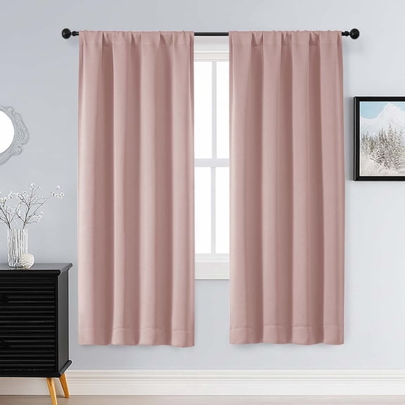 Patin Blush Pink Curtains for Living Room 63 Inch Length 2 Pcs, Room Darkening Modern Window Curtains for Bedroom Decor, Solid Color Thermal Insulated Rod Pocket Drapes, Each Panel 40" W x 63" L