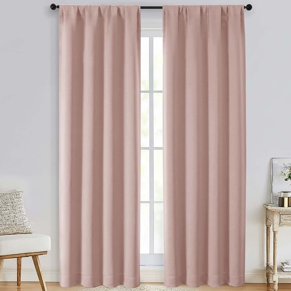 Patin Blush Pink Curtains 84 Inches Long 2 Panels, Room Darkening Rod Pocket Bedroom Curtains for Living Room Decor, Solid Thermal Insulated Drapes for Dining Room, Each Panel 40" W x 84" L