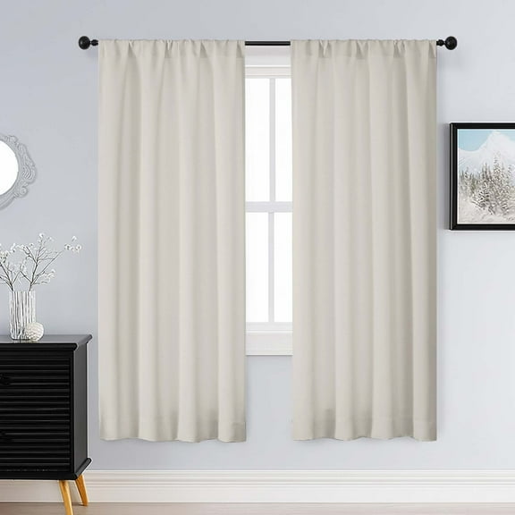 Patin Natural Curtains 63 Inch Length 2 Pcs, Thermal Insulated Rod Pocket Window Treatments Bedroom Curtains, Elegant Room Darkening Drapes for Living Room, Each Panel 40" W x 63" L