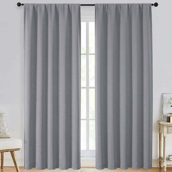 Patin Silver Grey Blackout Curtains 84 Inches Long 2 Pcs, Rod Pocket Privacy Thermal Insulated Curtains for Living Room, Room Darkening Modern Decor Drapes for Bedroom, Each Panel 50" W x 84" L