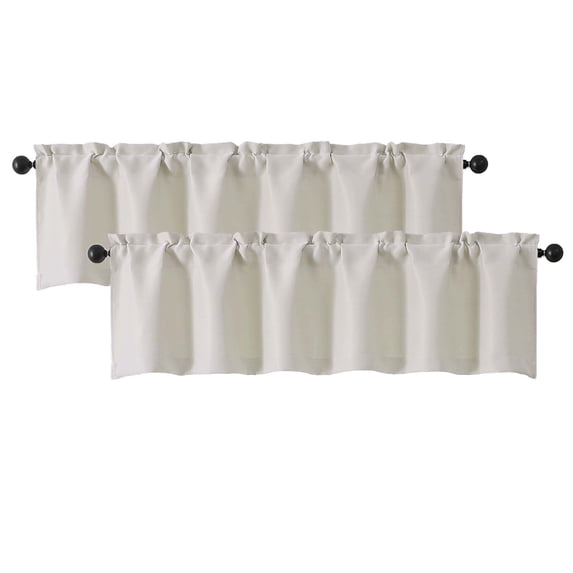 Patin Natural Valances for Windows 14 Inch Length 2 Pcs, Room Darkening Rod Pockets Short Kitchen Curtains over Sink, Bedroom Decor Thermal Curtains Drapes for Cafe Bathroom, Each Panel 60" W x 14" L