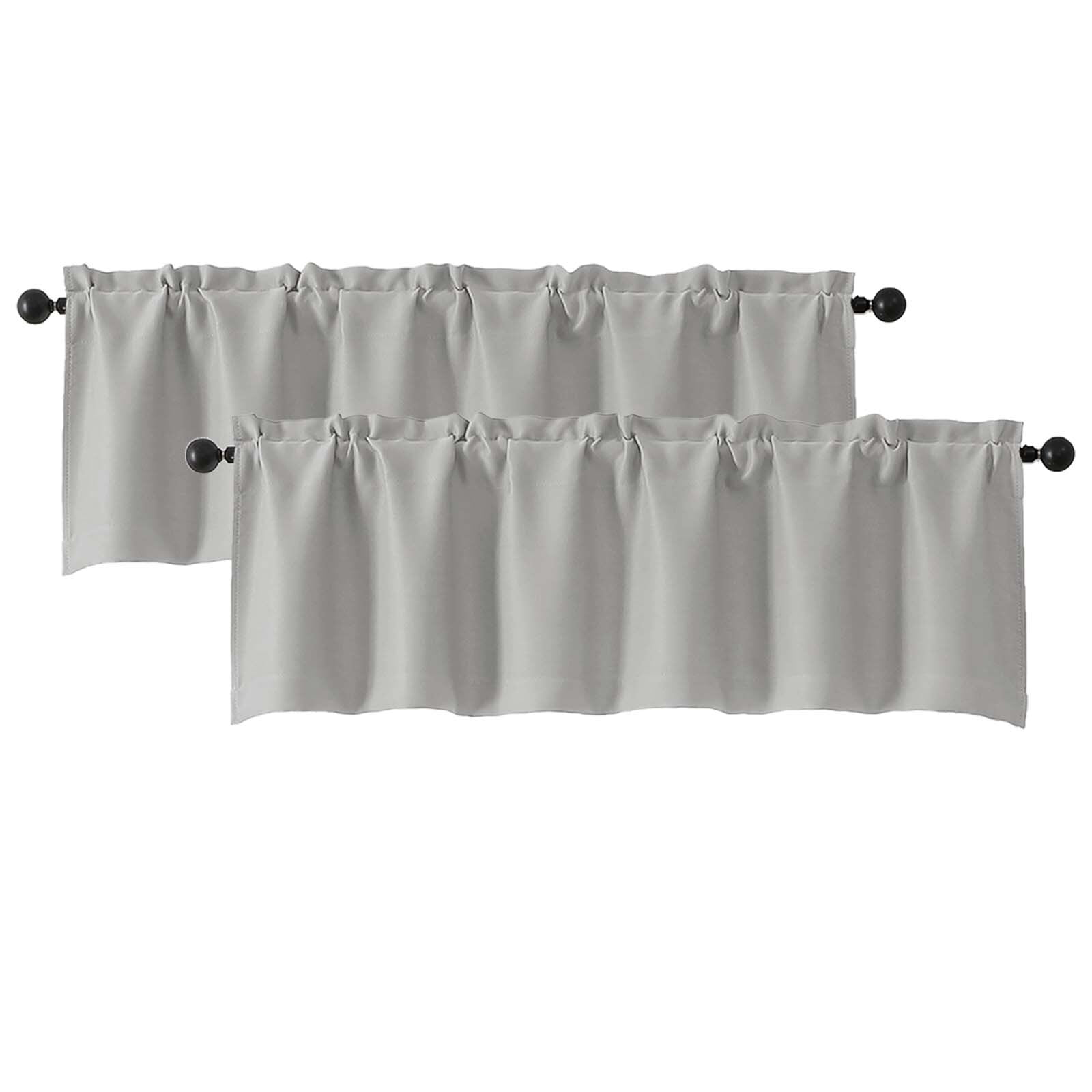 Patin Silver Grey Valances for Windows 16 Inch Length 2 Pcs, Room ...