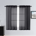 thumbnail image 1 of Patin Black Sheer Curtains for Living Room 54 Inch Length 2 Pcs, Window Curtains Voile Breathable Solid Color, Rod Pockets Bedroom Curtain Drapes for Bathroom Dining Room, Each Panel 42" W x 54" L, 1 of 9