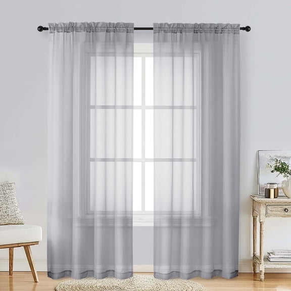 Patin Light Grey Sheer Curtains 78 Inches Long 2 Panels, Solid Color Voile Light Filtering Window Curtains for Living Room Bedroom, Rod Pockets Airy Home Decor Drapes, Each Panel 42" W x 78" L