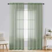 Patin Sage Green Sheer Curtains 84 Inches Long 2 Panels, Light Filtering Solid Color Voile Airy Living Room Curtains for Bedroom Dining Room, Rod Pockets Privac