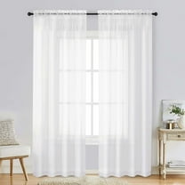 Patin White Sheer Curtains 84 Inches Long 2 Panels, Light Filtering Solid Color Voile Airy Living Room Curtains for Bedroom Bathroom, Rod Pockets Window Treatments Drapes, Each Panel 42" W x 84" L