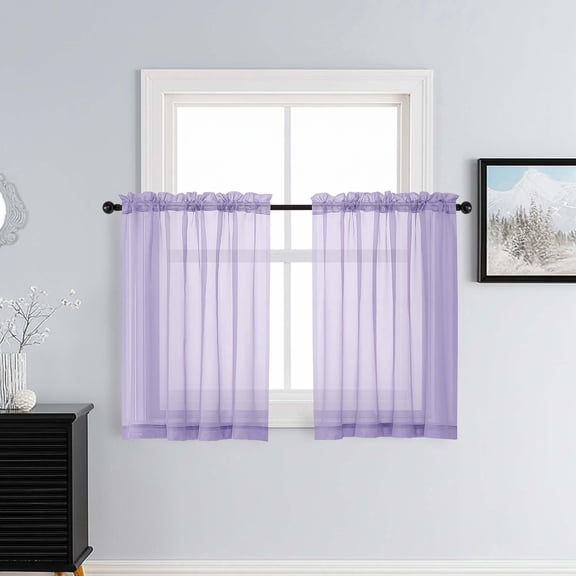 Patin Voile Sheer Curtains Tiers S2 Lavender 2x42x36"