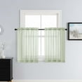 thumbnail image 1 of Patin Light Green Sheer Curtains 36 Inch Length 2 Pcs, Solid Color Rustic Voile Airy Short Kitchen Curtain, Light Filtering Drapes Rod Pockets for Cafe Bedroom Basement, Each Panel 42" W x 36" L, 1 of 9