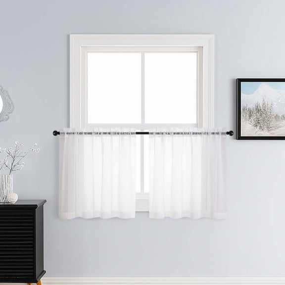 Patin Voile Sheer Curtains Tiers S2 White 2x42x24"