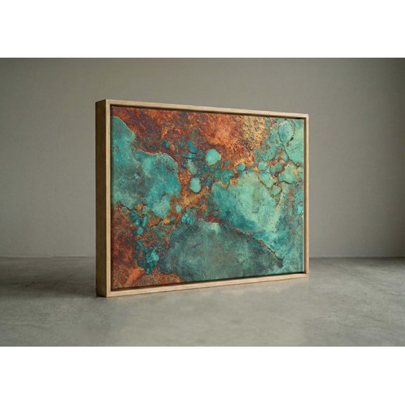 Patina Copper Turquoise Rust Industrial Portrait Decor Unframed Paper Print