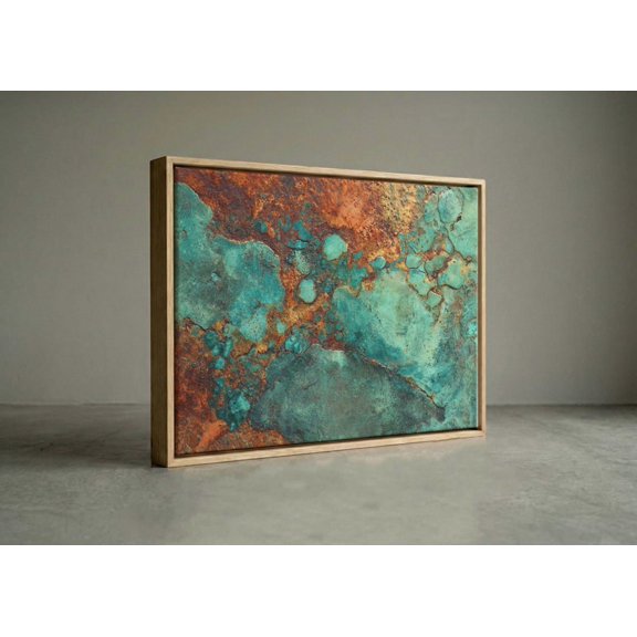 Patina Copper Turquoise Rust Industrial Portrait Decor Unframed Paper Print