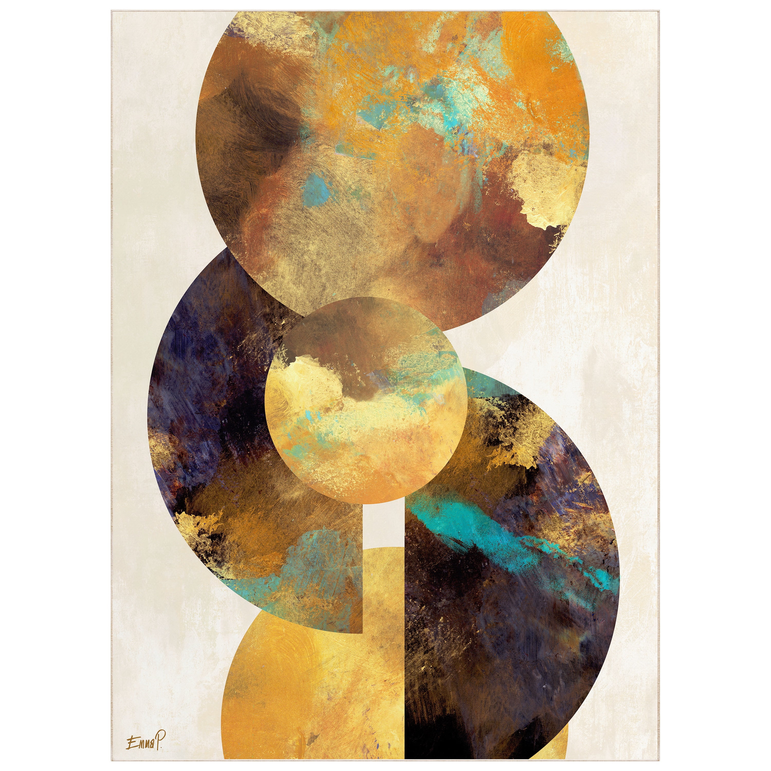 Patina Plates I Washable Geometric Art Area Rug size 8'x10', Power-loomed, Heavenly Softness with Non-Slipping Backing