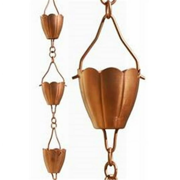 Patina Products R276H Copper Flower Cup Rain Chain - Half Length