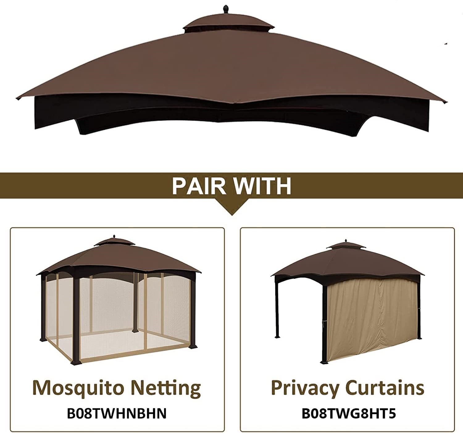 Patio 10X12 Replacement Canopy Roof for Lowe's Allen Roth 10X12 Gazebo