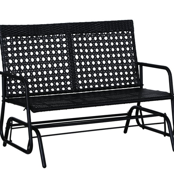 Patio 2 Glider Bench Rocking Chair, Black. Spacious Double Seat, , Ergonomic Design Chair Glider, Black . & Comfortable, For Outdoor Living