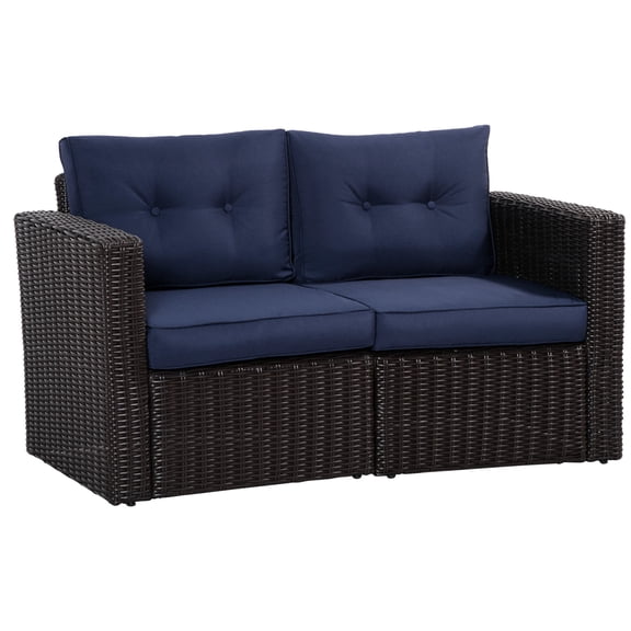 Patio 2 Piece Rattan Corner Sofa Set | Can Be Used as Loveseat, Great for Balcony and Lawn | High - Quality Powder - Coated Steel Frame | Soft Back Cushions for Relaxing