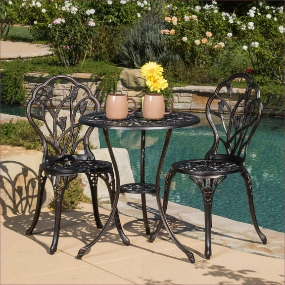 Patio 3-Piece Vintage Bistro Set | Outdoor Backyard Patio Dining | Copper|Aluminium