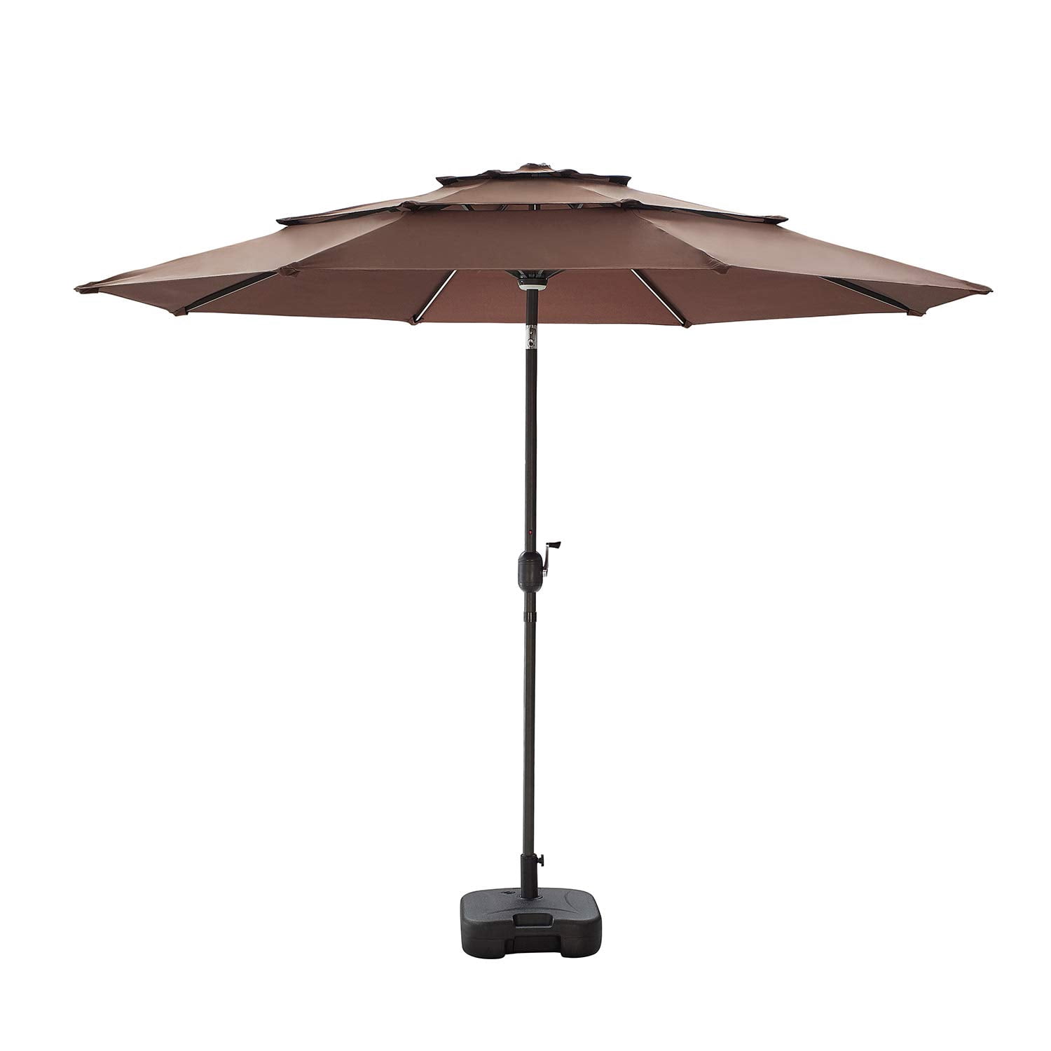 Patio 3 Tiers Umbrella with Aluminum Tilt Crank Center Light 8 Solar ...