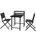 thumbnail image 1 of Patio 3pcs, Black Outdoor Foldable Furniture, Rust- Steel Frame, Sling Back Chairs, Space Efficient Weather- Saving Design, 1 of 6