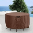 thumbnail image 1 of Round Patio Table Cover - 63" Dia Heavy Duty Waterproof Outdoor Table Protector, All-Weather Outdoor Furniture Cover, Brown, 1 of 7