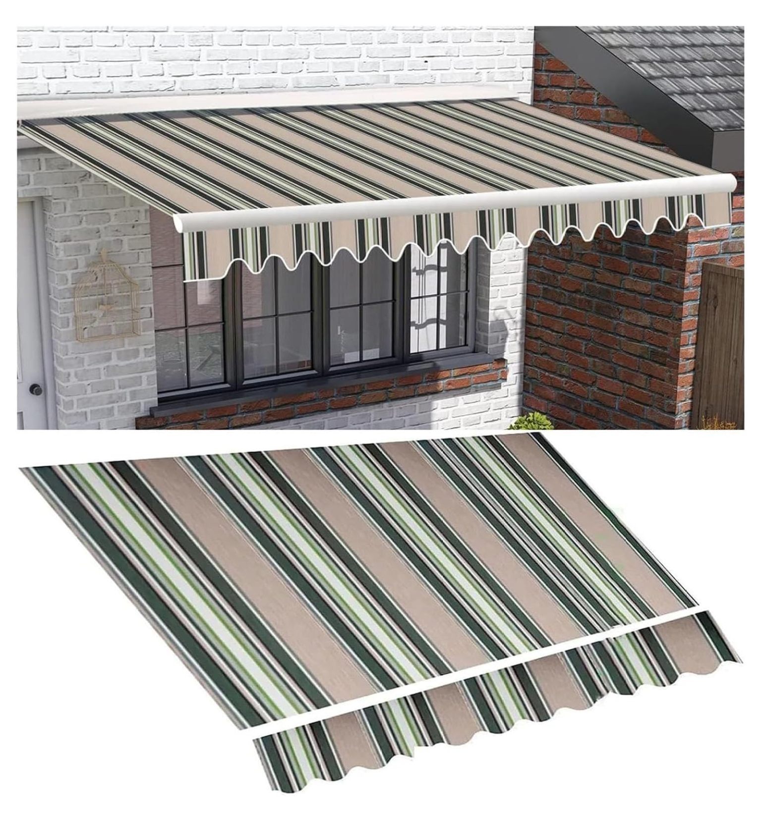 Patio Awning，Outdoor Canopy Sunsetter Shade， WaterResistant Polyester